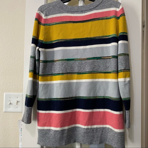 Anthropologie Vneck Button Pullover Striped Sweater Size Small - Picture 2 of 7